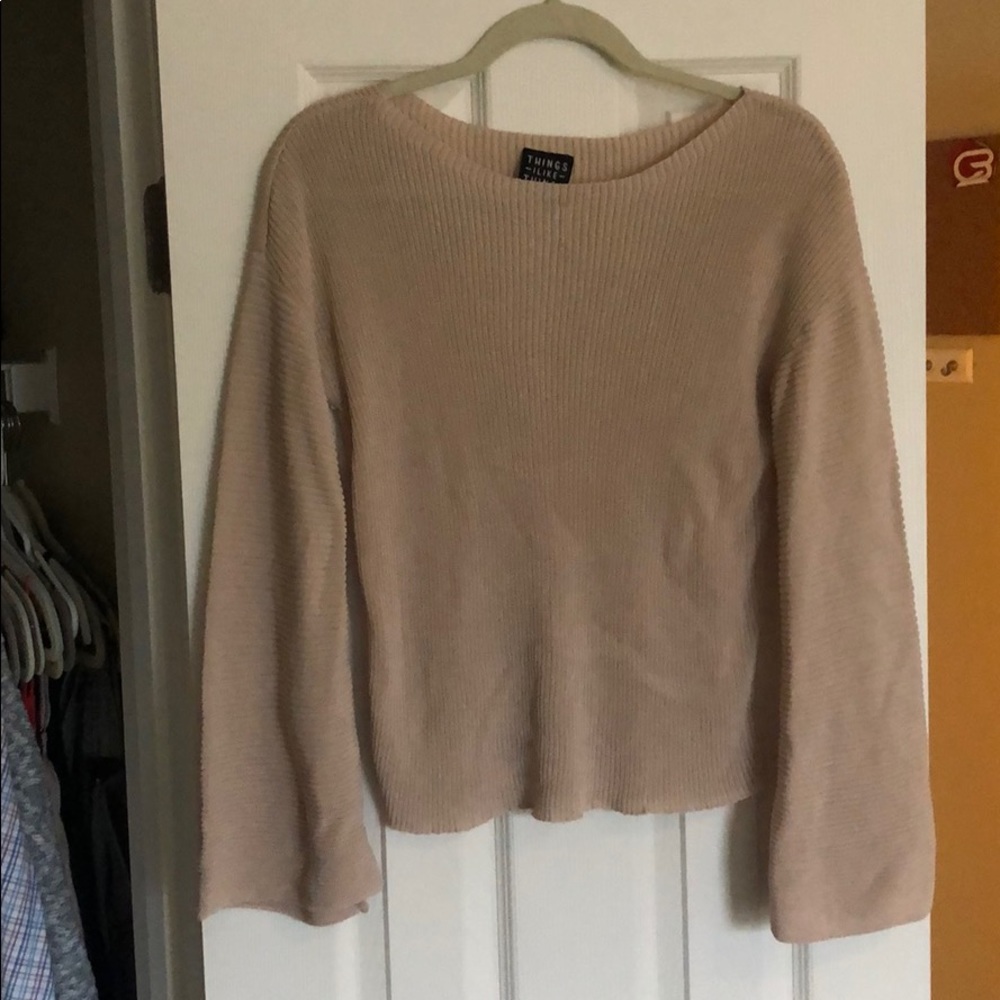 Things I Like Things I Love Nude Ribbed Sweater